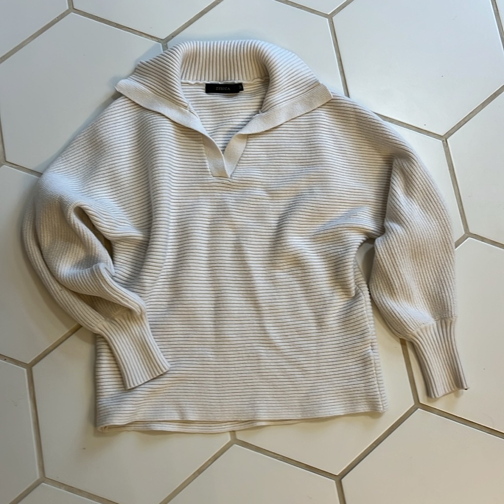Collared Cream Sweater - Picture 2 of 4
